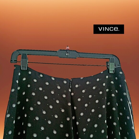 VINCE. NEW Mixed Dots Chiffon Overlay Midi Skirt S - Picture 9 of 12
